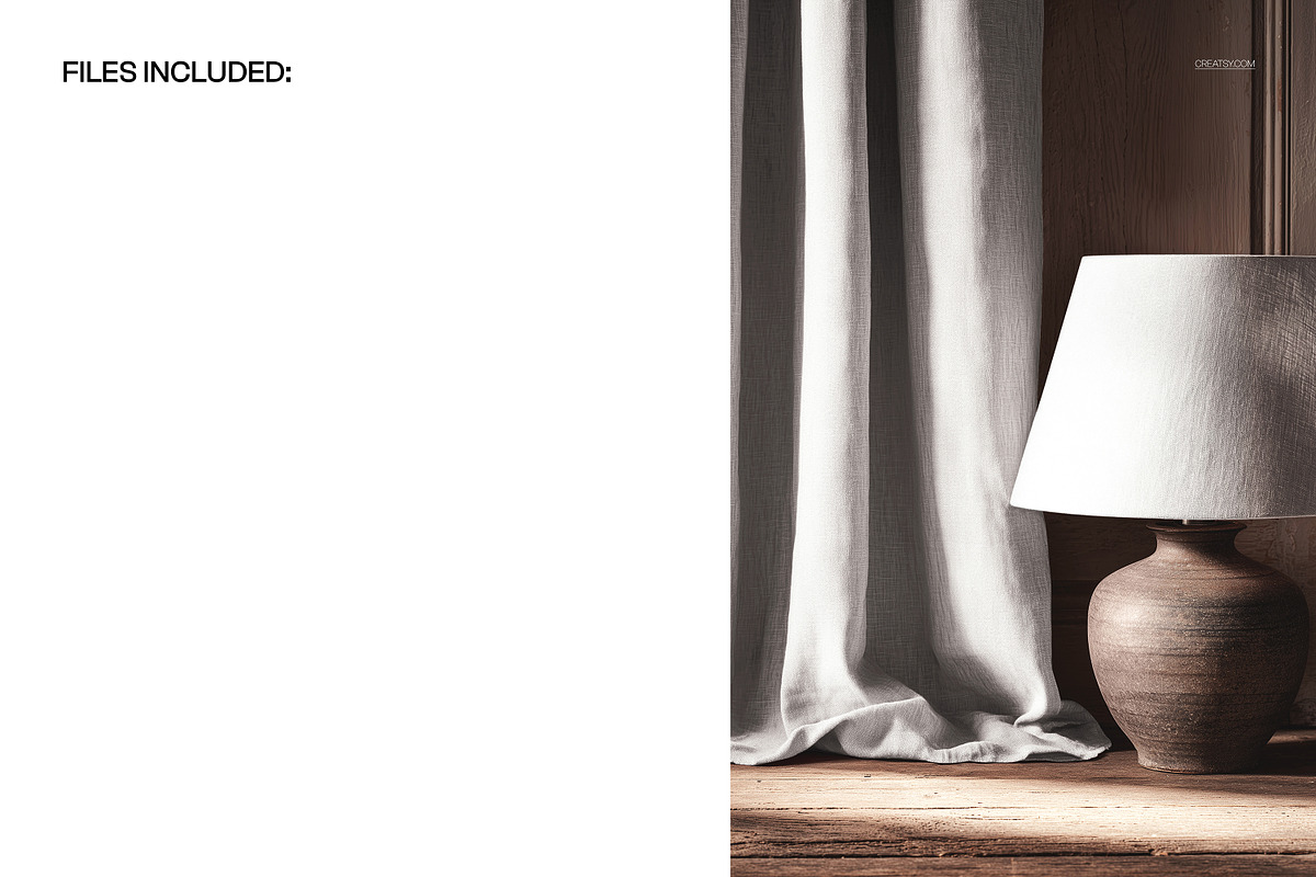 Curtain and Table Lamp Scene Mockup, a Household Mockup by creatsy5 (Photo 2 of 6)