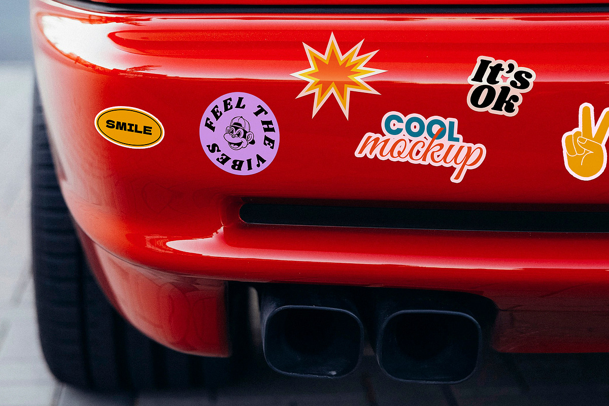 Car Stickers Creation Mockups, a Mockup by Luuqas Design (Photo 7 of 7)