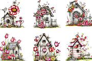 Spring Bird House Bundle Clipart, an Illustration by Designking (Thumbnail 2 of 5)