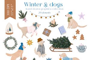 Winter clipart cozy dogs
