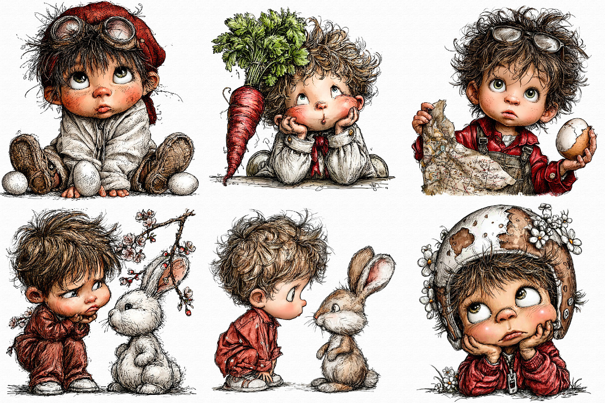 Funny Quirky Easter Boys Clipart Bun, an Illustration by Libby Wishes (Photo 7 of 7)