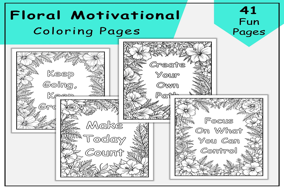 Floral Motivational Coloring Pages