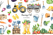 Watercolor farming life clipart, a Food Illustration by Art and Funny (Thumbnail 1 of 7)