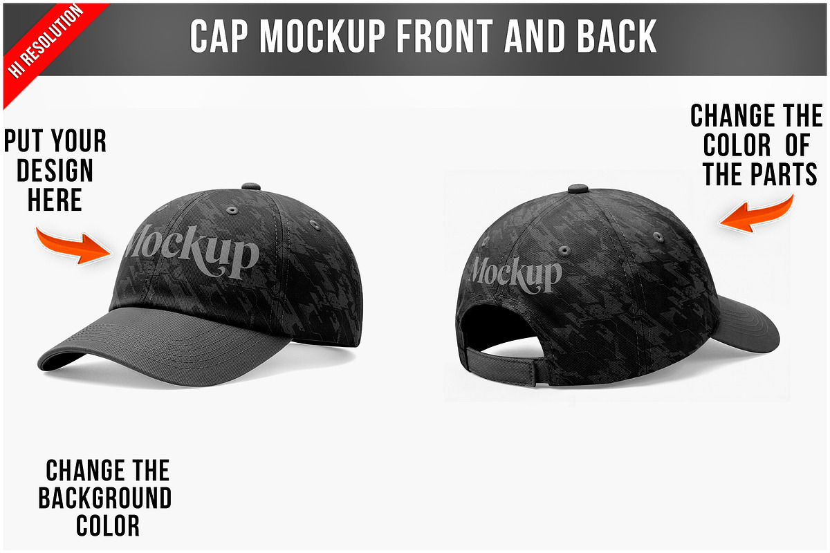 Cap Mockup Front And Back View PSD, a Hat Mockup by Bruno's Shop