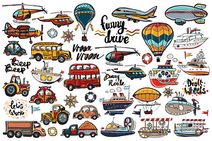 Funny Transport Big Set 45 elements!