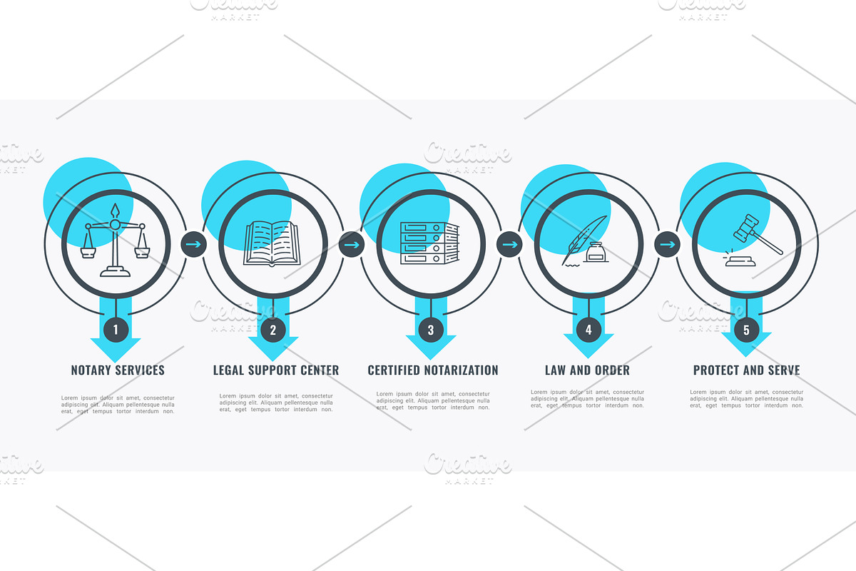 Notary infographics, legal service, an Illustration by Vector Tradition