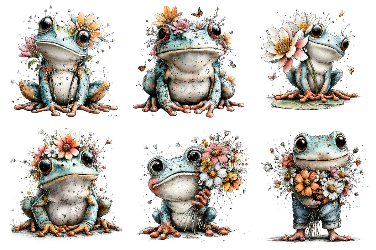 Whimsical Spring Frog Clipart, an Illustration by Dream Creation (Photo 6 of 6)