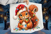Christmas Squirrel Clipart PNG, a Seasonal Illustration by Canvas Craft (Thumbnail 1 of 6)
