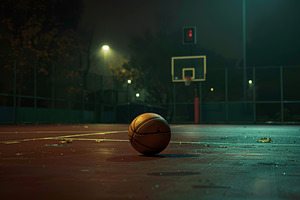 An illuminated basketball rests on t, a Photo by Iftikhar Alam