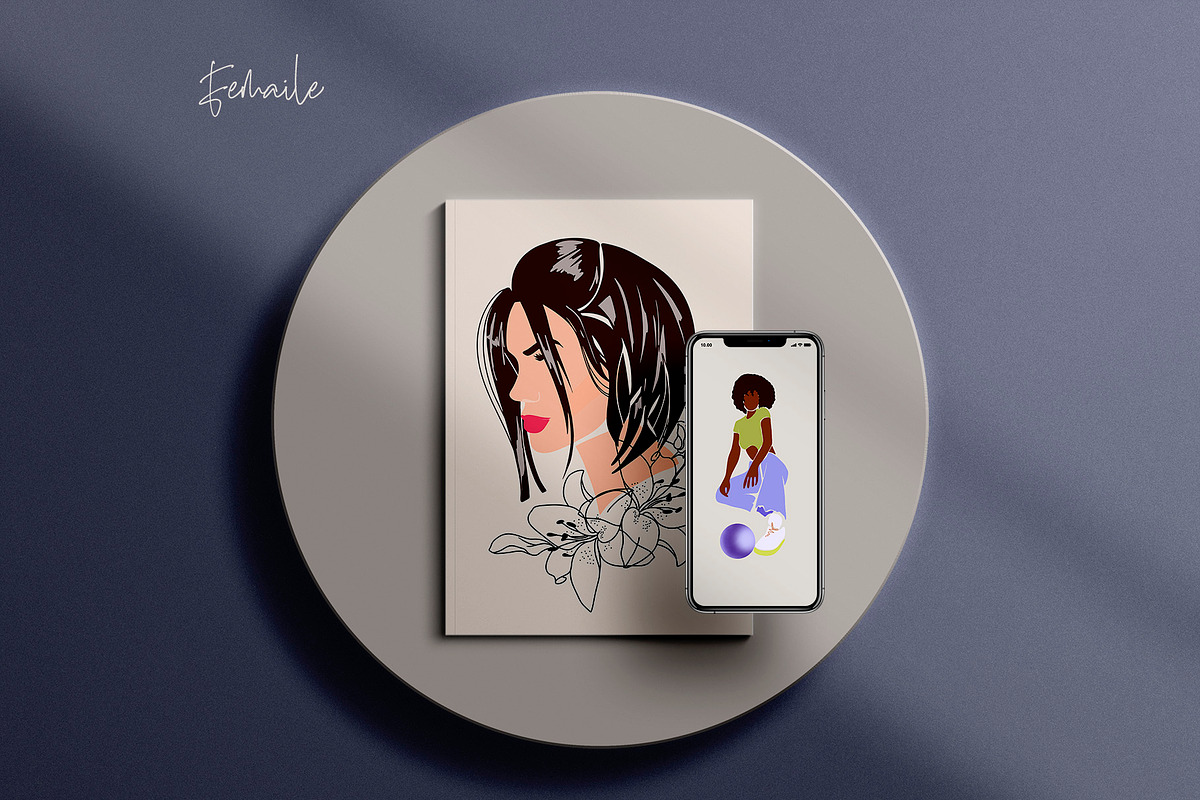 WOMEN & FLOWERS modern line art, an Illustration by ArtOLB (Photo 7 of 11)