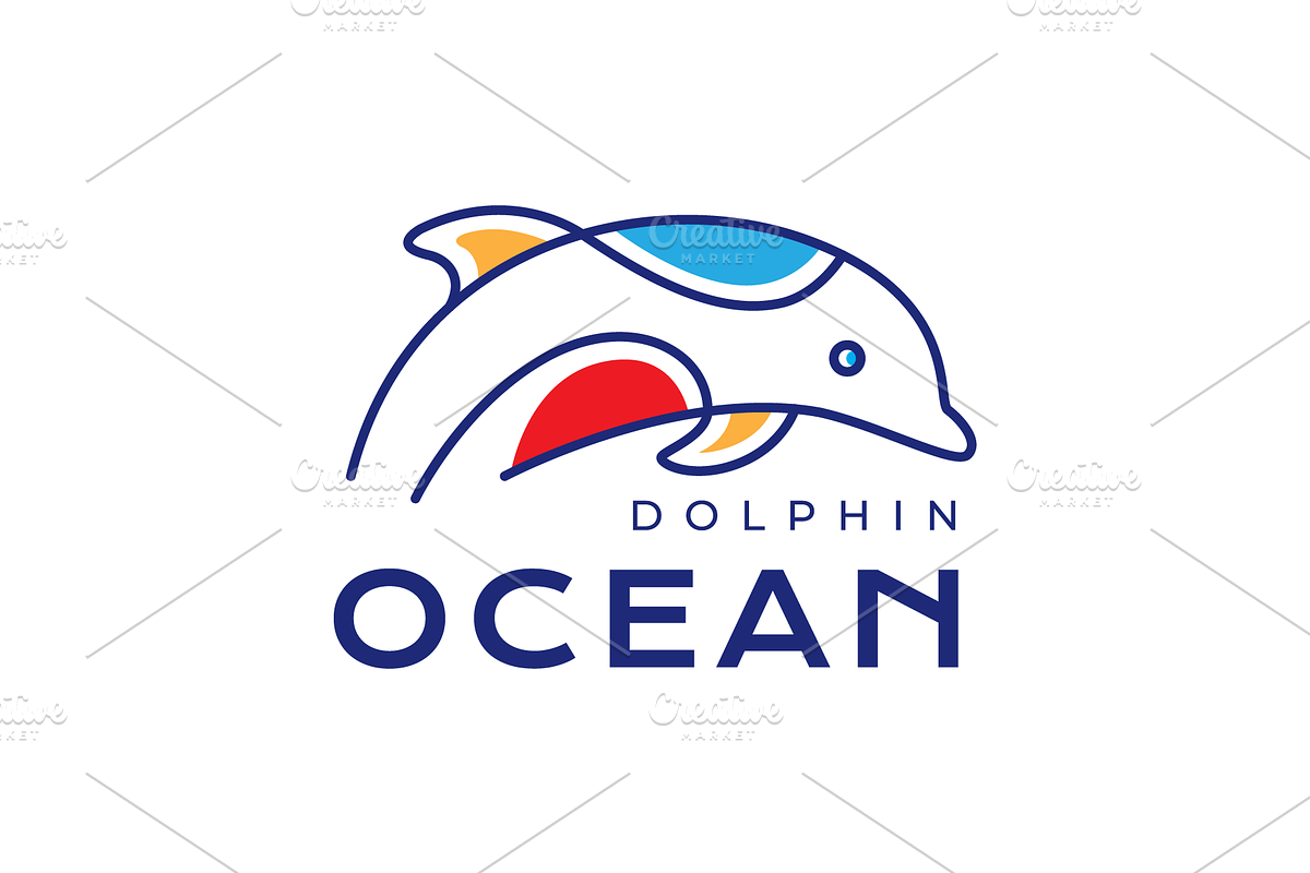 dolphin ocean jump line logo, a Branding & Logo Template by devastd