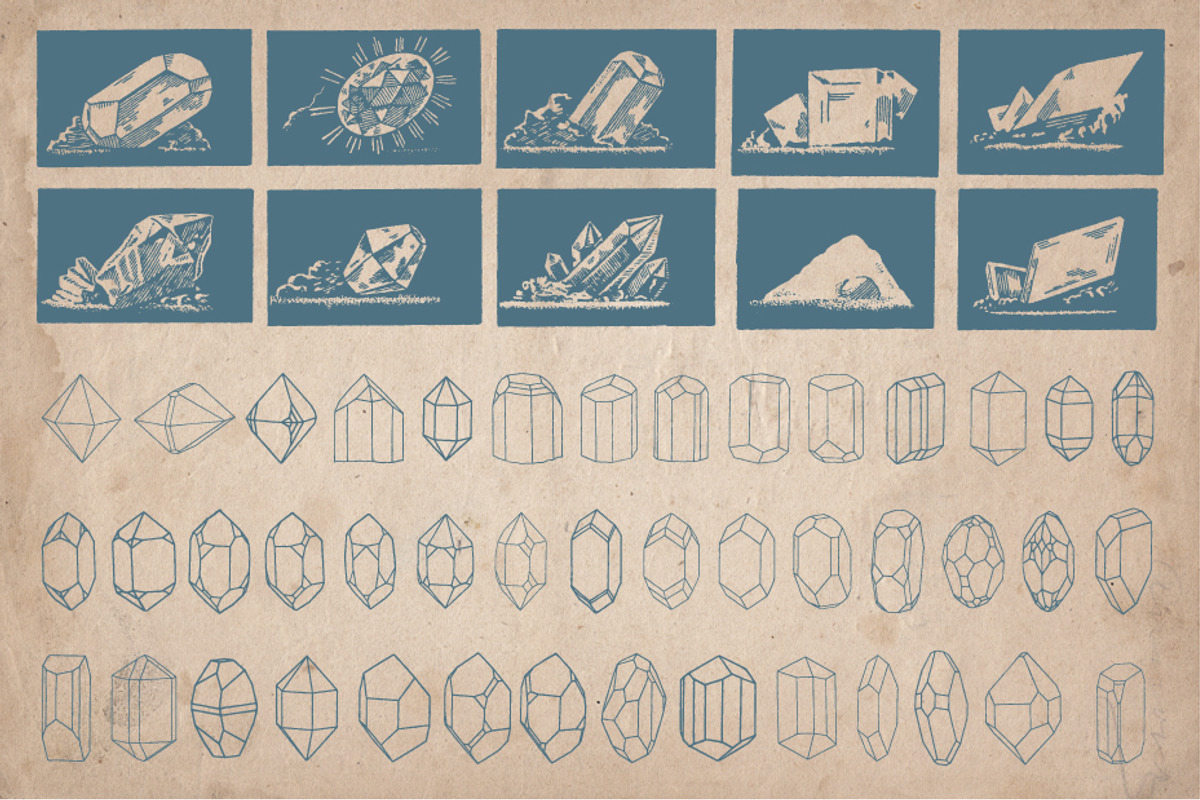 Crystals, Gems and Minerals, a Decorative Illustration by Mr Vintage (Photo 2 of 5)