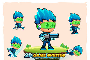 SpaceBoy 1000 2D Game Character Spri