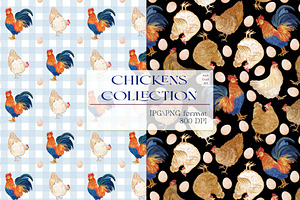 Chickens Collection Seamless pattern
