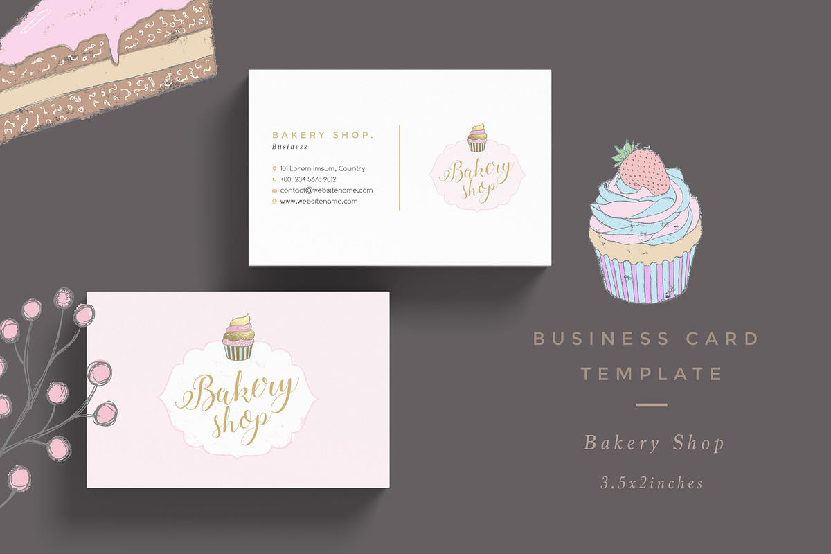 Bakery Shop Business Card Template, a Business Card Template by Nordic.Arg (Photo 3 of 3)