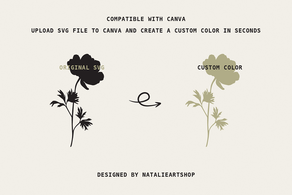 Botanical Flower Silhouettes Set, an Object Illustration by NatalieArtShop (Photo 10 of 12)