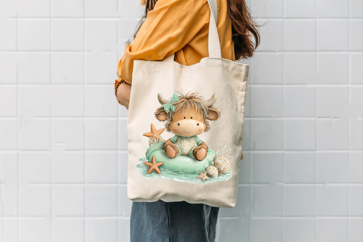 Whimsical Pool Day Highland Cow, an Animal Illustration by CreationArt (Photo 7 of 7)