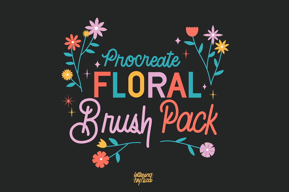 Floral Brush Pack for Procreate, a Brushes & More by letteringbynica (Photo 1 of 2)
