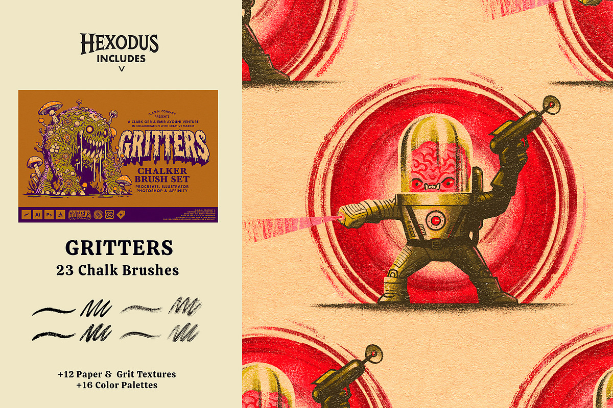 Hexodus - Brush & Texture Bundle, a Brush Add-On by G.A.R.M. Company (Photo 5 of 7)