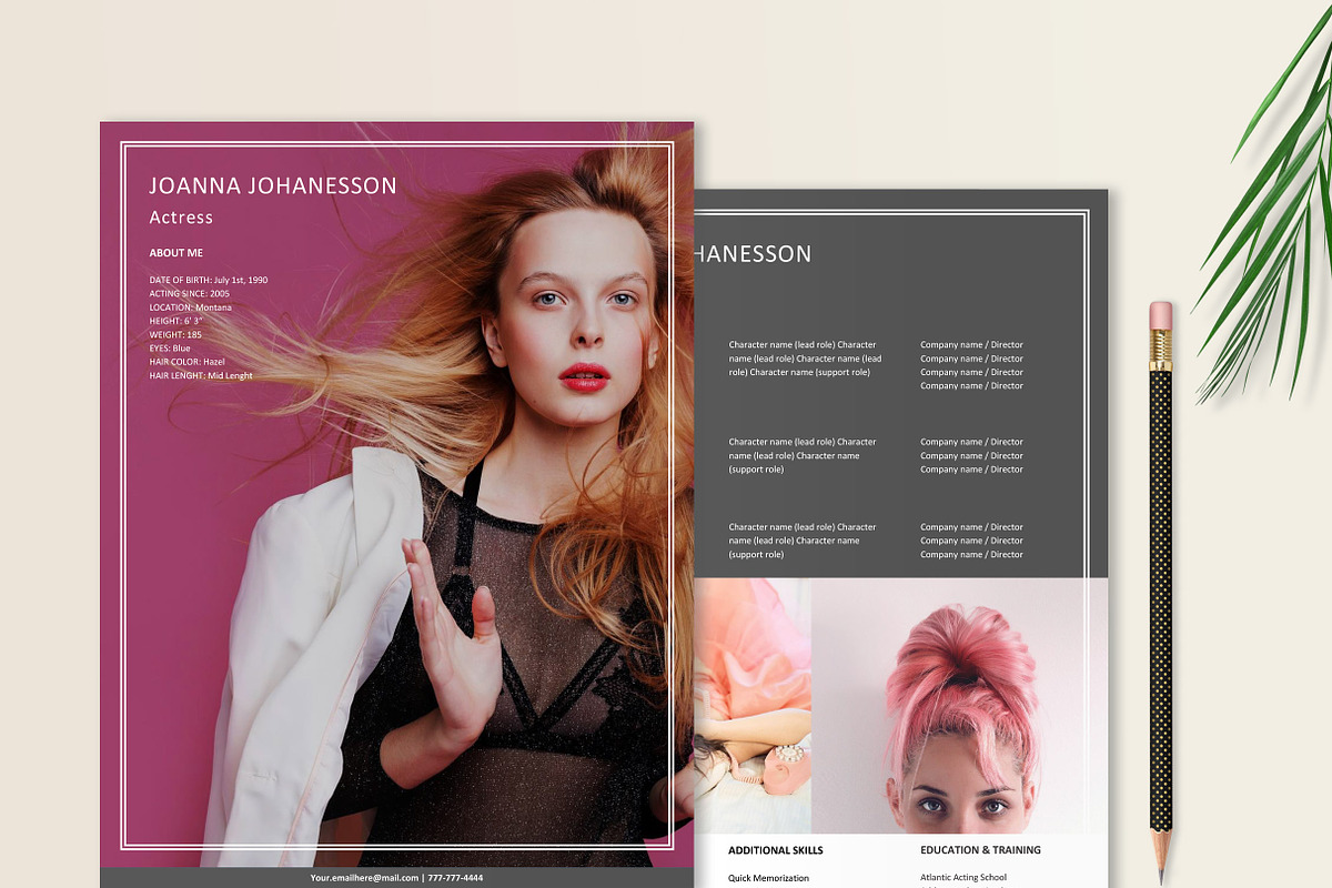 Resume Bundle 4 in 1 Actor, Actress, a Resume Template by Stanin Studio (Photo 4 of 10)