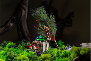 Festive toys and fir branch. New, a Background Photo by Stockphoto by vzwer