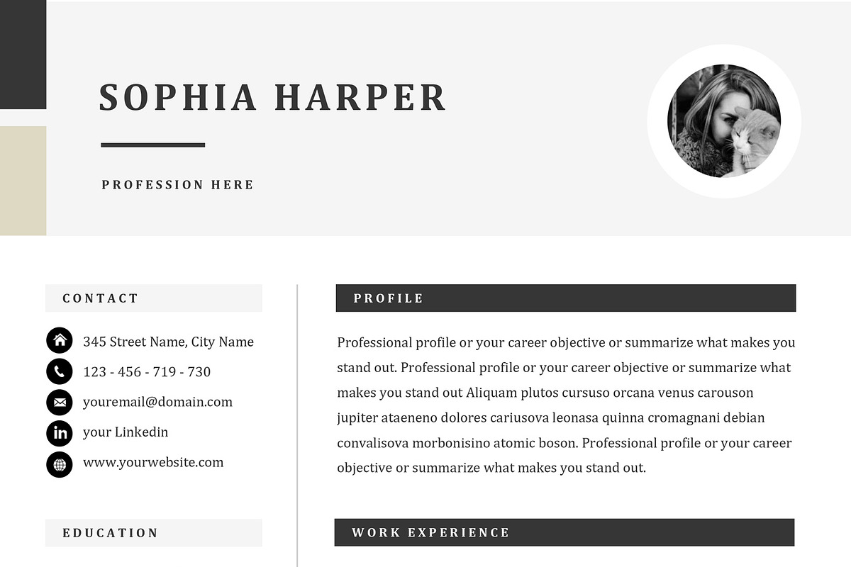 Resume CV Template for Word, a Resume Template by GResume (Photo 6 of 7)