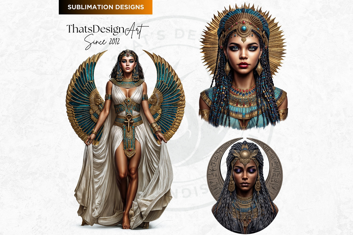 Isis Egyptian goddess clipart set, a Person Illustration by ThatsDesignArt (Photo 9 of 10)