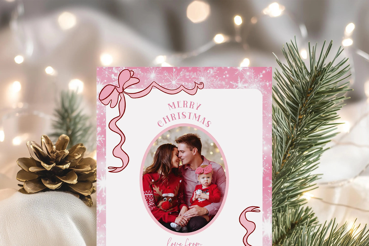 Photo Pink Bow Holiday Card, a Card Template by LucaTheme (Photo 4 of 6)