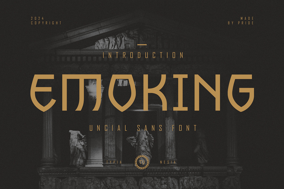 Emoking - Uncial Sans Serif Font, a Sans Serif Font by Typia Nesia (Photo 1 of 15)