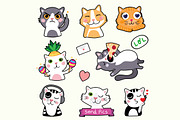 Cat emoticons - EPS Stickers, an Animal Illustration by TinyCuteCo (Thumbnail 1 of 3)
