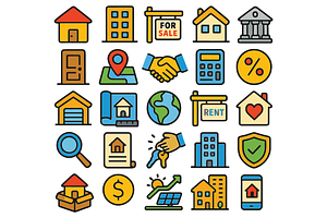 Real Estate Icon Collection, an Object Graphic by RT Studio
