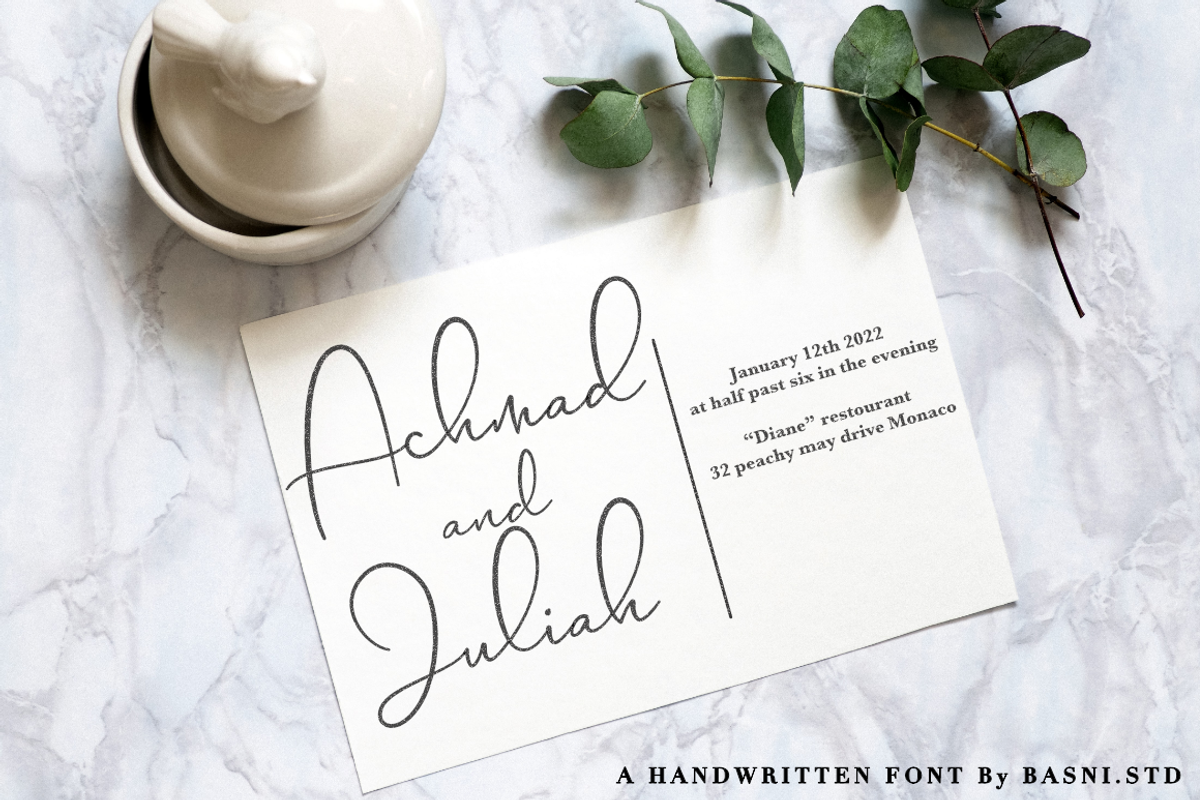 Mallongia a Handwritten Font, a Script Font by Basnistudio (Photo 6 of 8)