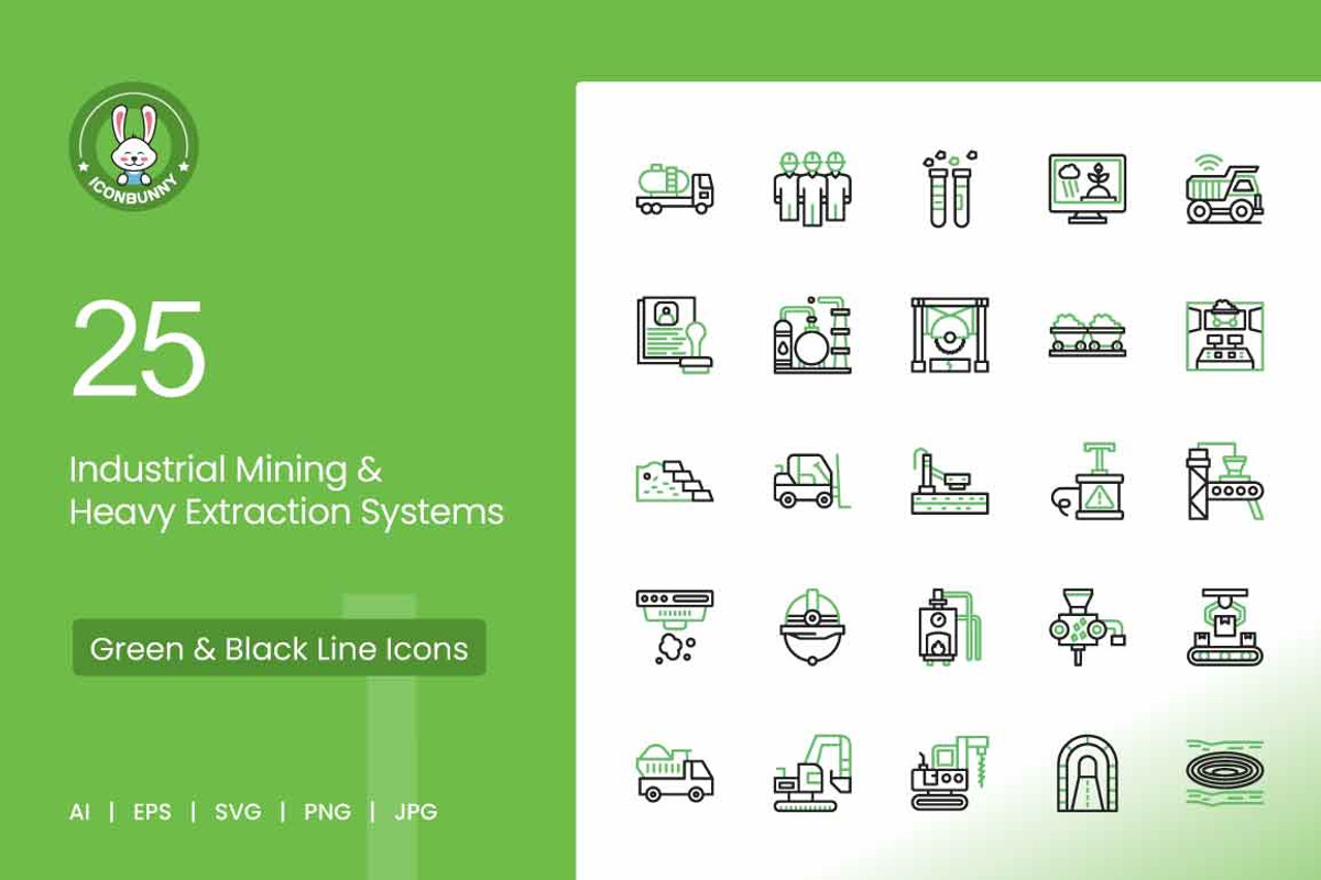 25 Industrial Mining Systems Icons, an Outline Icon by IconBunny (Photo 1 of 2)