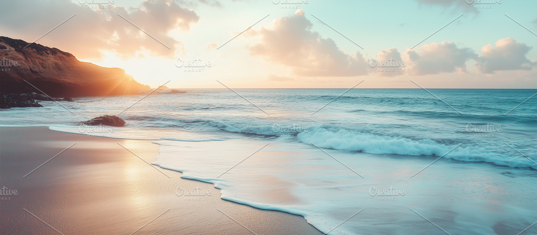 Sunset on the beach banner, a Nature Photo by MistyDay