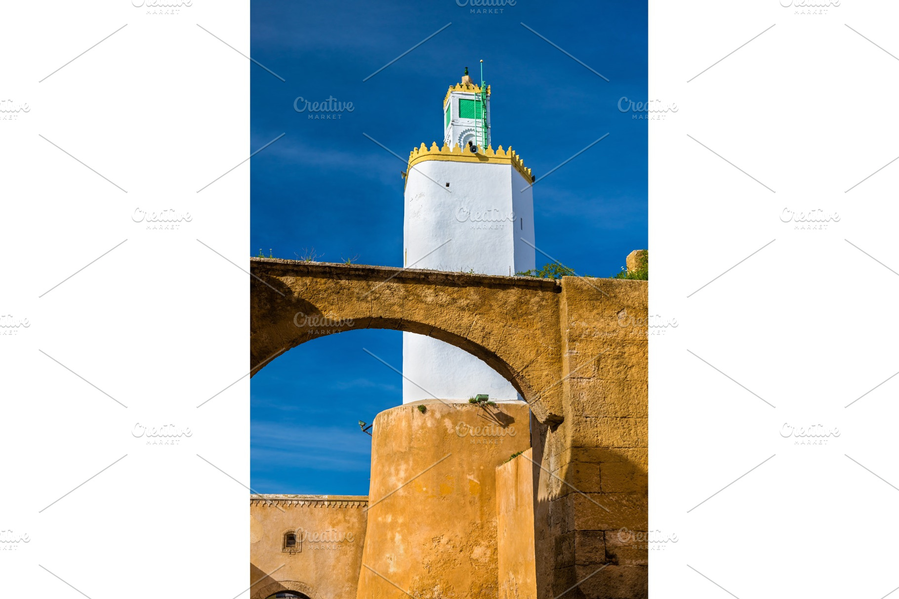 Minaret at mazagan converted from a lighthouse eljadida morocco stock photo, an Architecture Photo by Leonid Andronov