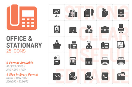Office & Stationary Filled Icon, an Outline Icon by WORAKAMON Design Studio