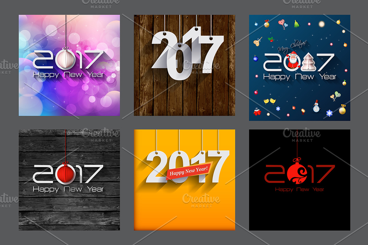 2017 Happy New Year Greeting Cars, a Background Graphic by GalaStudio (Photo 6 of 10)