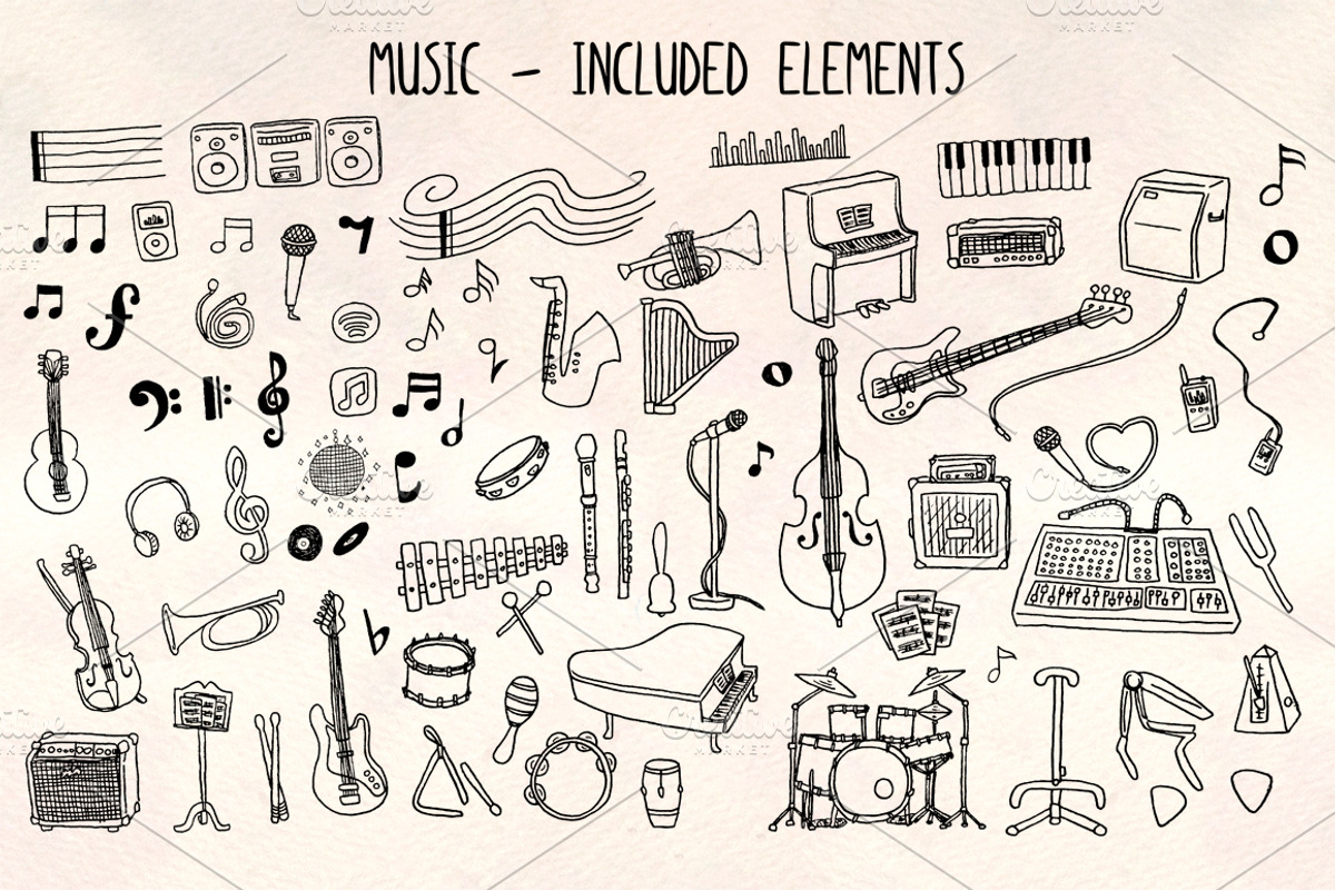 70+ Musical Vector Graphics Kit, an Education Illustration by Violet LeBeaux (Photo 1 of 3)