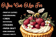 Pink Summer Bees Garden Clipart, an Illustration by CreationArt (Thumbnail 7 of 9)