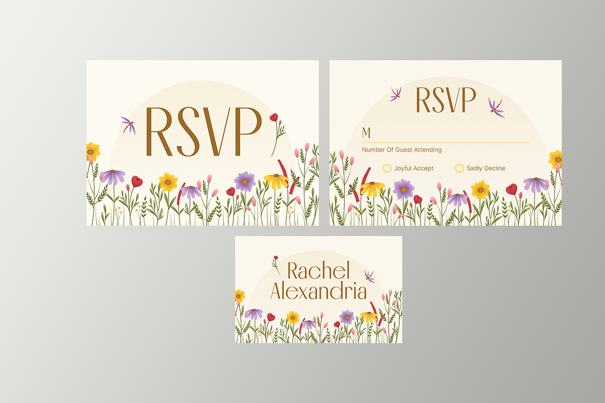 Floral Wedding Invitation Suite, a Card Template by Neermana (Photo 3 of 4)