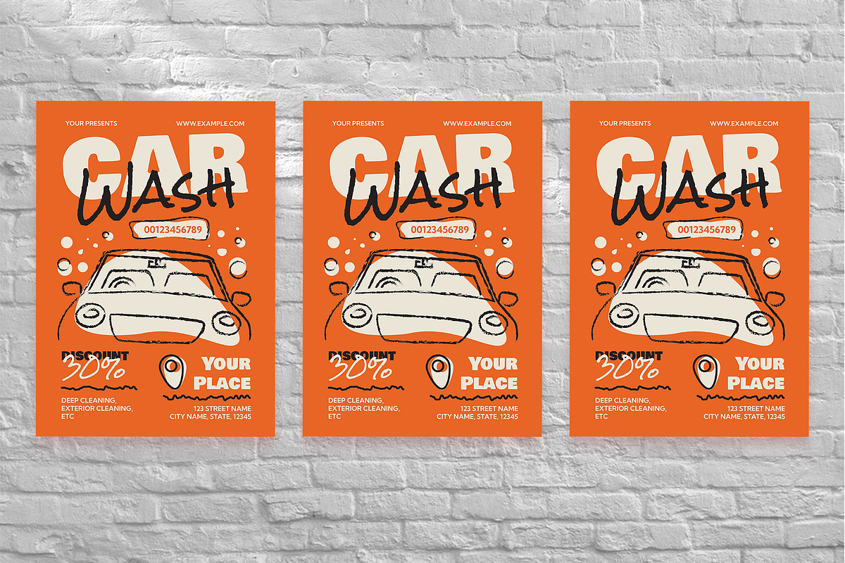 Bold Hand Drawn Car Wash Flyer Set, a Flyer Template by Aiyari Graphic (Photo 3 of 3)