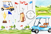 Watercolor Golf Clipart Set, a Decorative Illustration by MiracleArtAndDesign (Thumbnail 1 of 5)
