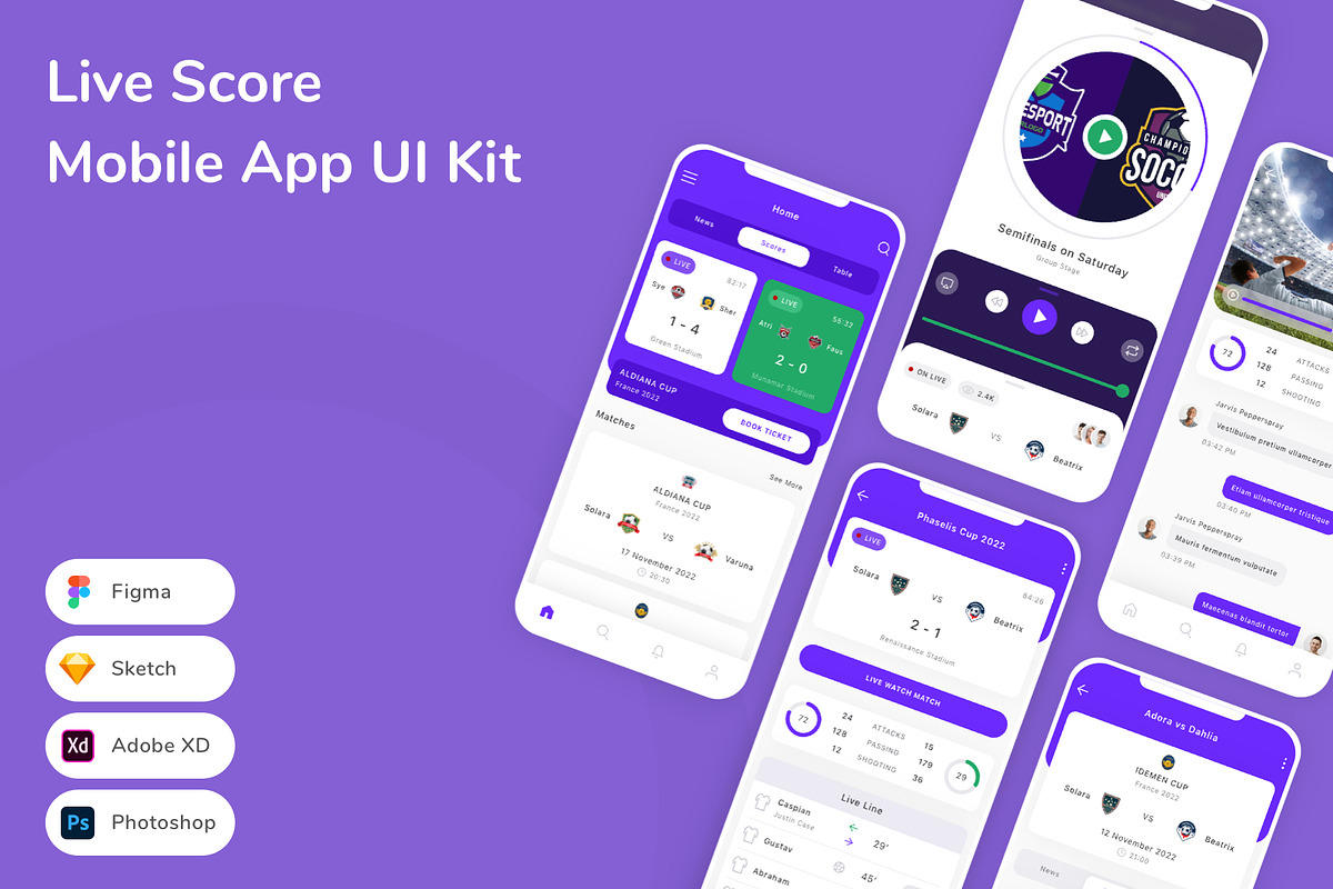 Live Score Mobile App UI Kit, an UI Kit Template by Betush