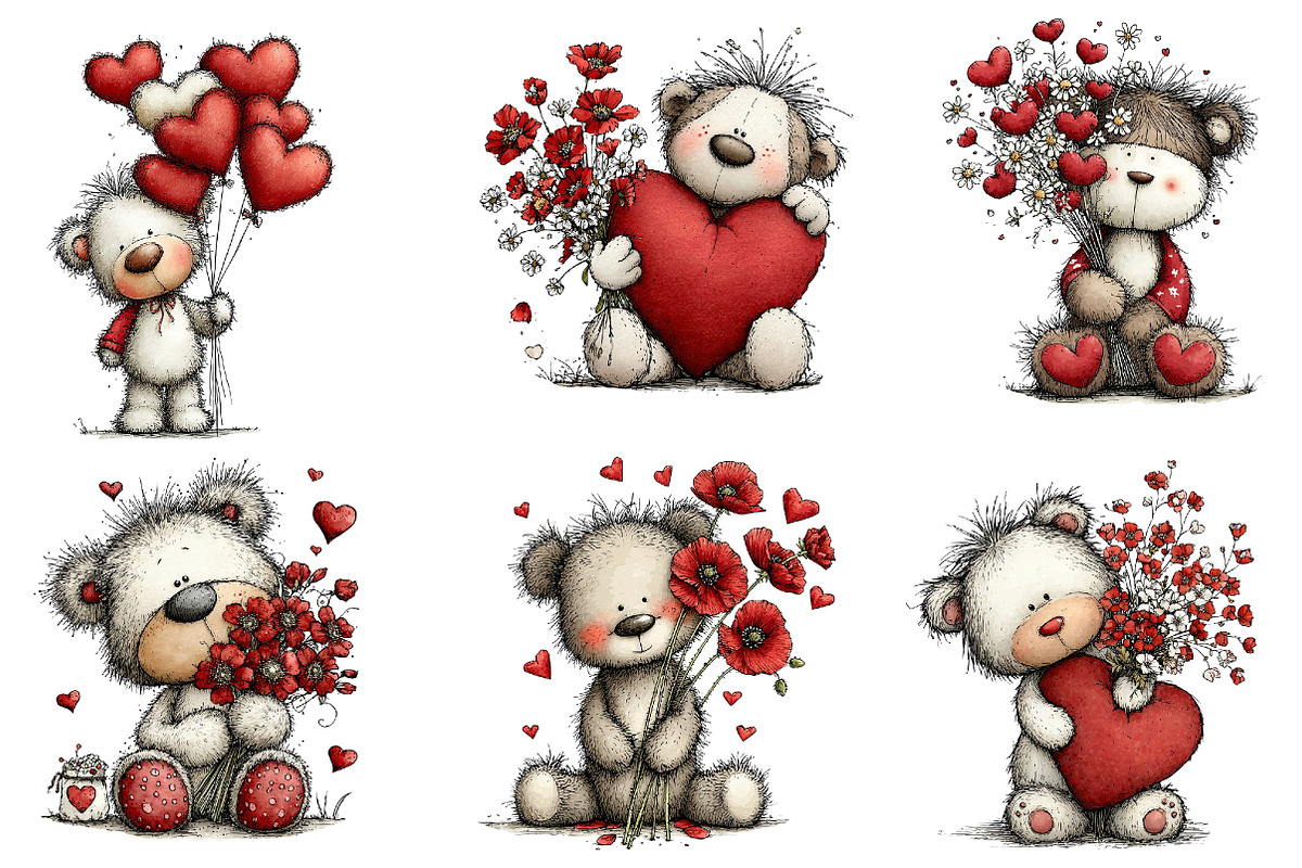 Whimsical Valentine Teddy Bear Clipa, an Illustration by Dream Creation (Photo 2 of 7)