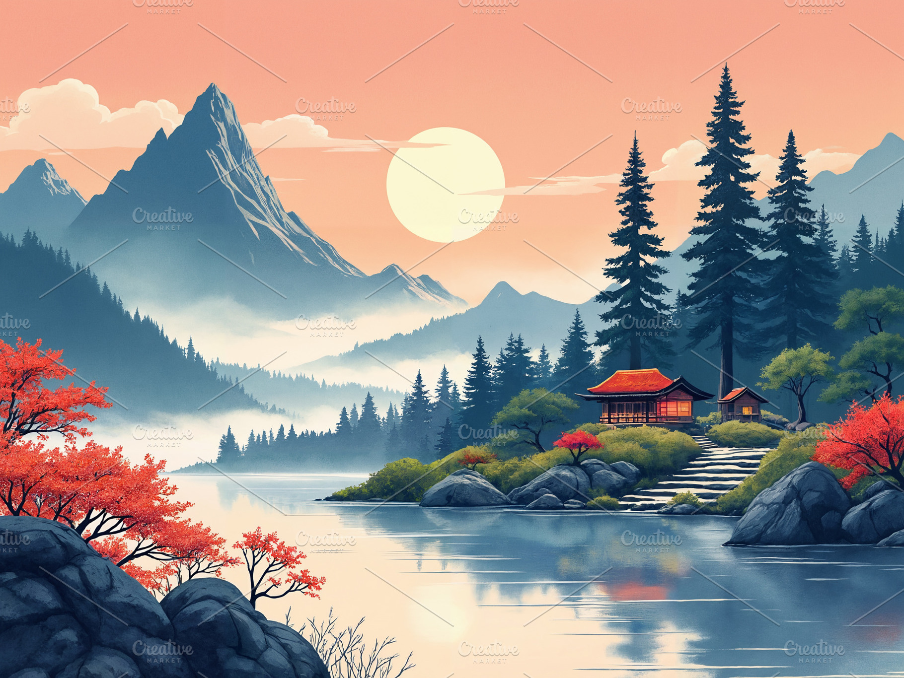 Beautiful Landscape Illustration, a Nature Photo by h.utomo