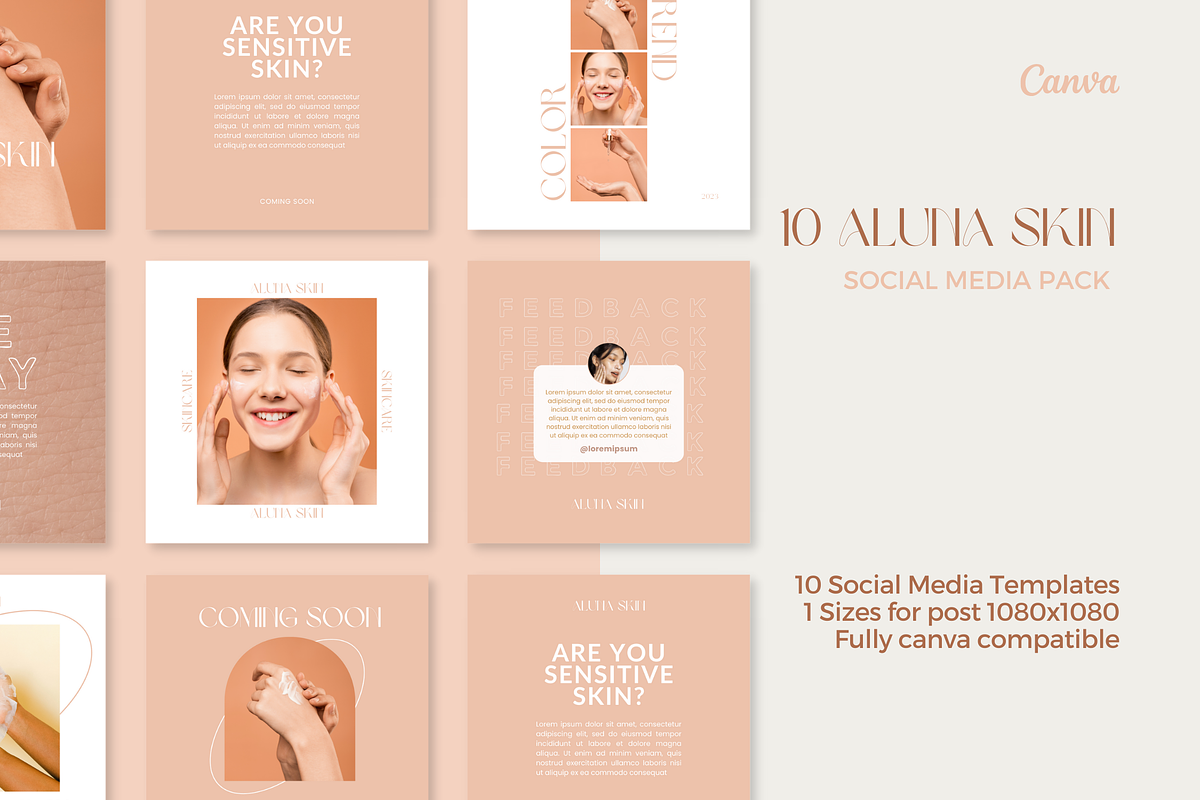 Skincare Canva Template, a Social Media Template by Moodwave Studio (Photo 1 of 10)