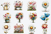 Whimsical Flowers Spring Clipart, an Illustration by Watercolor design (Thumbnail 2 of 6)