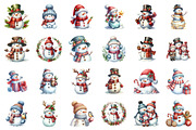 Snowman Winter Clipart Bundle, an Illustration by SinaCreation (Thumbnail 2 of 7)