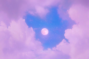 Pink sunset sky with moon and stars containing antrisolja, nature, and evening