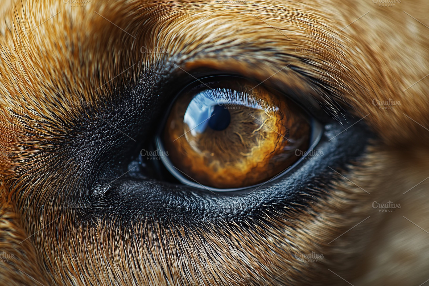 Macro photo of german shepherd dog eye, an Animal Photo by AlyaAnd